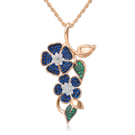 Подвеска «Синие цветы» из красного золота с фианитами