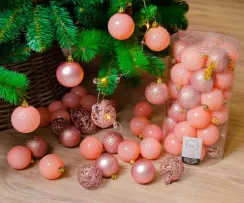 Набор пластиковых шаров Королевский 60 мм, карамельно-розовый, 37 шт, Kaemingk (020832)