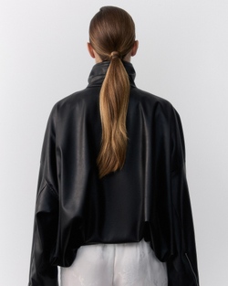 Куртка на молнии из экокожи черный