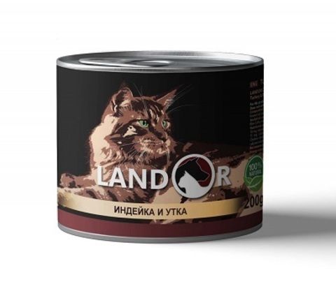 Landor влажный корм для взрослых кошек с индейкой и уткой