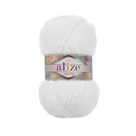 Софти плюс (Softy plus) пряжа Alize 100%микрополиэстер 5х100г/120м 55 белый