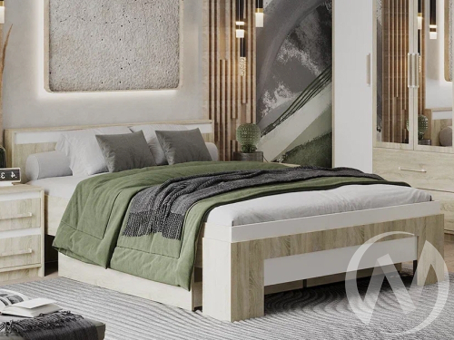 Кровать 1400 секция №8 НКМ Эдем-1 (дуб сонома/белый жемчуг; дуб сонома)