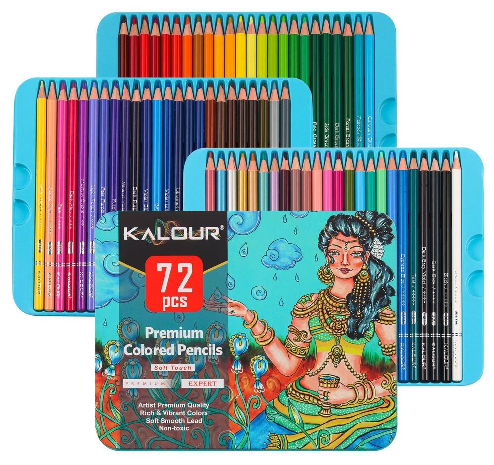 Карандаши акварельные Kalour 72 цвета металлический пенал