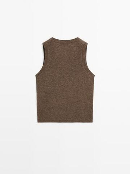 Massimo Dutti Топ из смесовой шерсти с карманом, коричневый