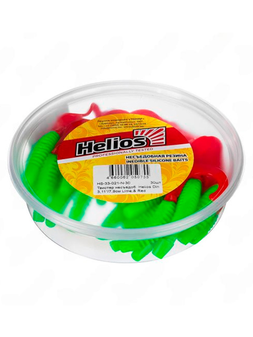 Твистер несъедобный Helios Din 3,11"/7,9см Pepper Red 30шт. (HS-33-030-N-30)
