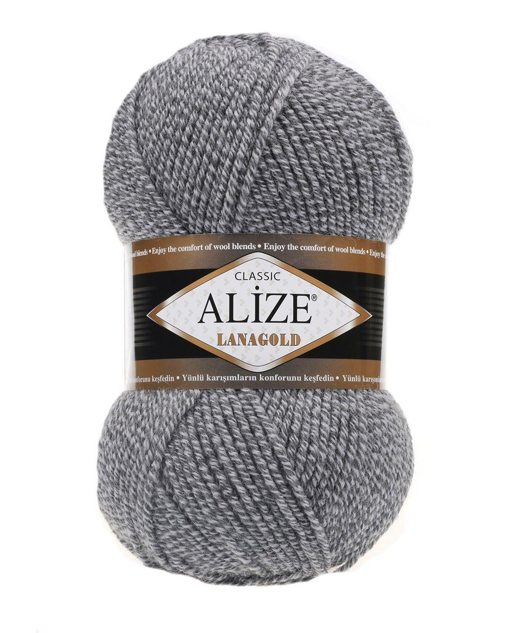 Ланаголд (Lanagold) пряжа Alize 49%шерсть 51%акрил 5х100г/240м 651 св.серый меланж