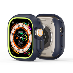 Чехол-бампер для часов Apple Watch Ultra 1 и 2 размер 49мм, темно-синий с зелеными вставками (Midnight/Green) от Dux Ducis, серия Bamo Series Case