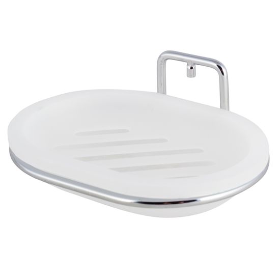 Мыльница овальная с креплением "SMART STICKER" Besser BS 0156 (13х9,5х5,5 см) пластиковая на хромированной подвеске