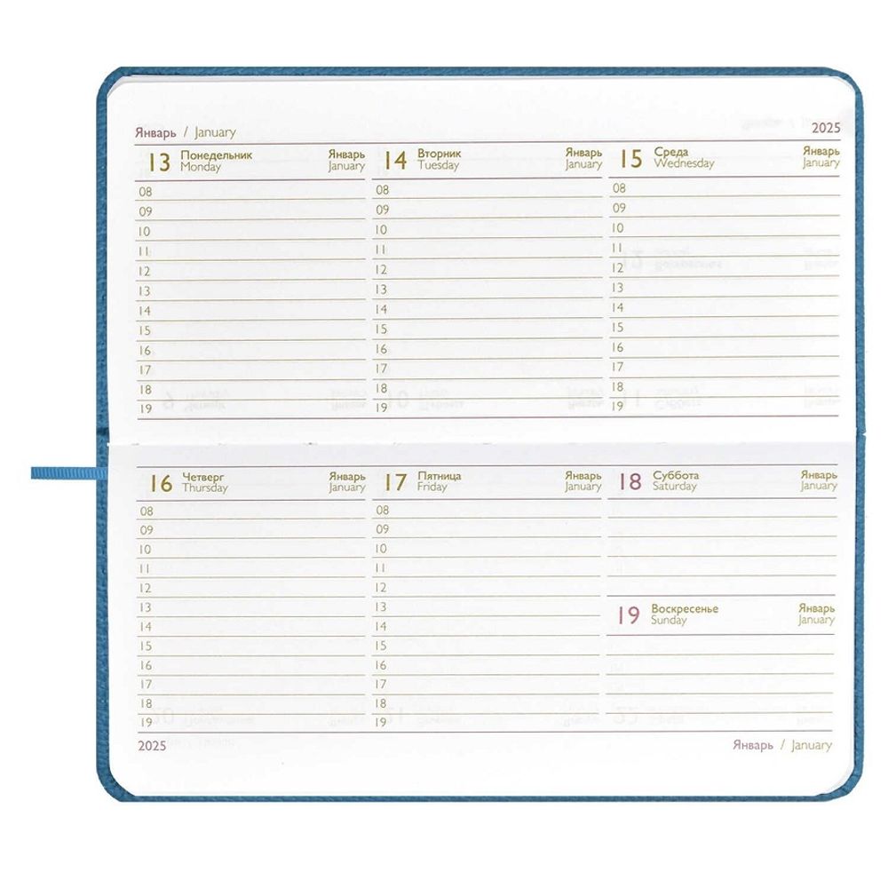 Планинг 2025г., Феникс+ Джут морская волна, 170*88мм, кож.зам, карманный, ляссе, 64л
