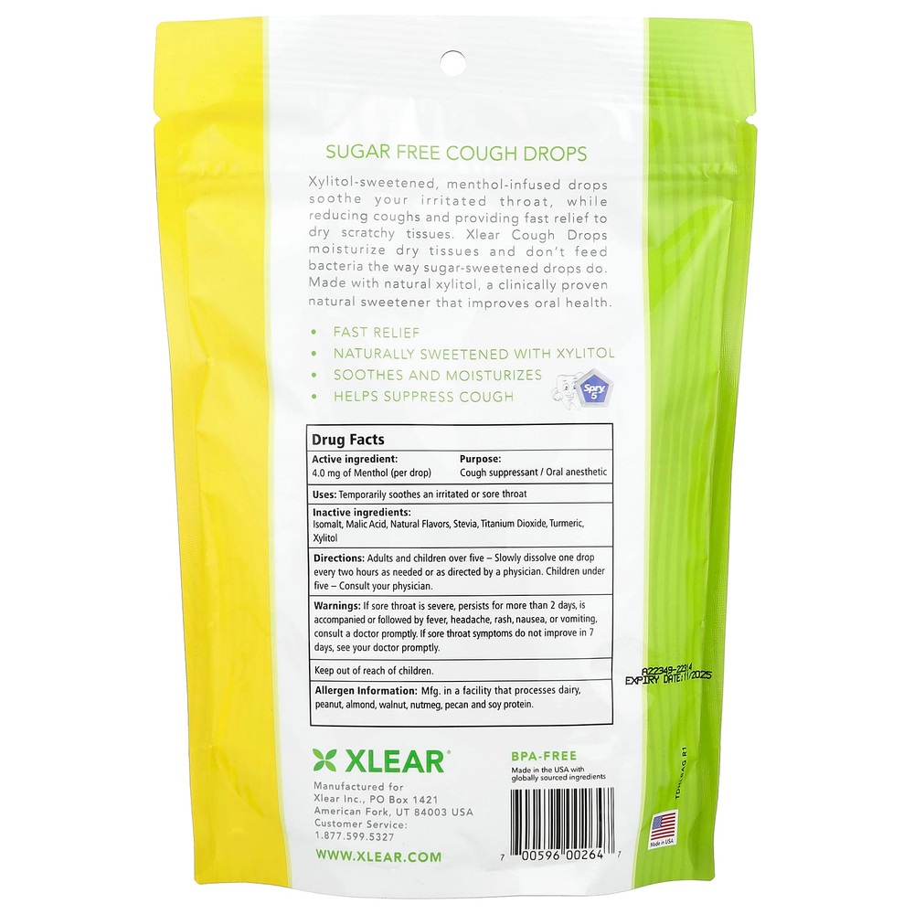 Xlear, леденцы от кашля с ксилитолом, мёд и лимон, 30 шт.