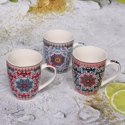 Кружка керамическая 350мл «Восточные цветы» микс