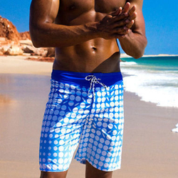 Мужские плавательные шорты голубые с принтом Aussiebum Surf Shorts Crystal