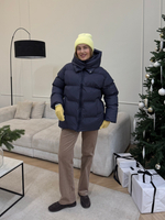 Пуховик Рокет миди синий