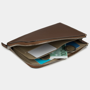 Кошелек кожаный, теленок цвета шоколад