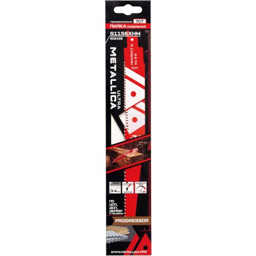Пилка сабельная METALLICA Ultra S1156XHM 228/205мм шаг 3-4мм,TCT-Progressor,по дереву 1шт   908426