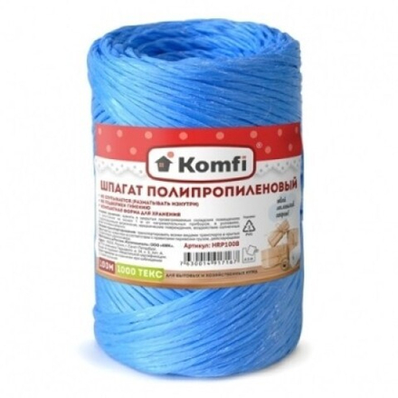 Шпагат полипропиленовый, цилиндр, 1,6ммx100м синий 1000 Текс Komfi/60