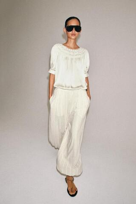 ZARA БРЮКИ-ШАРОВАРЫ В ПОЛОСКУ — ZW COLLECTION, ЭКРЮ