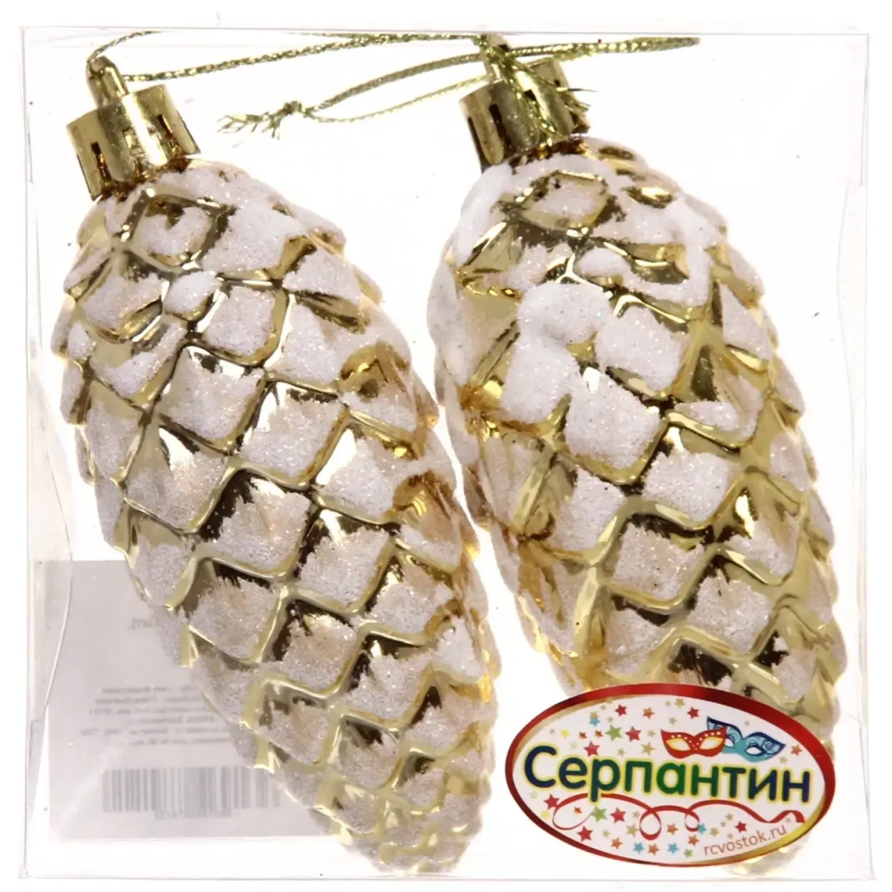 Ёлочные игрушки «Таинственное очарование» Шишки 9 см (набор 2шт), золотой