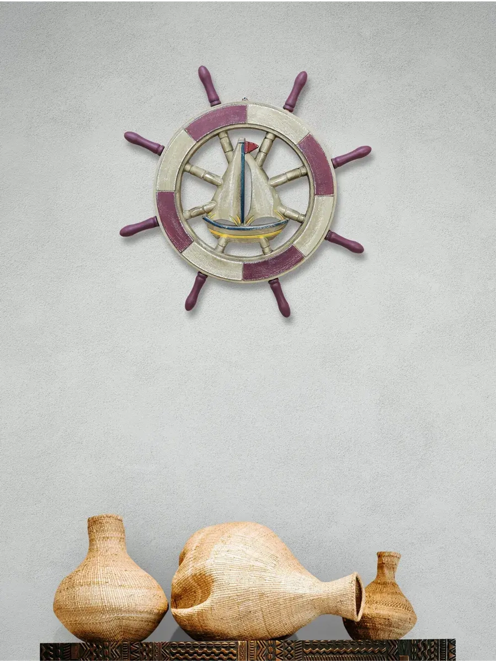 Декор для дома на стену "Штурвал" 43 см