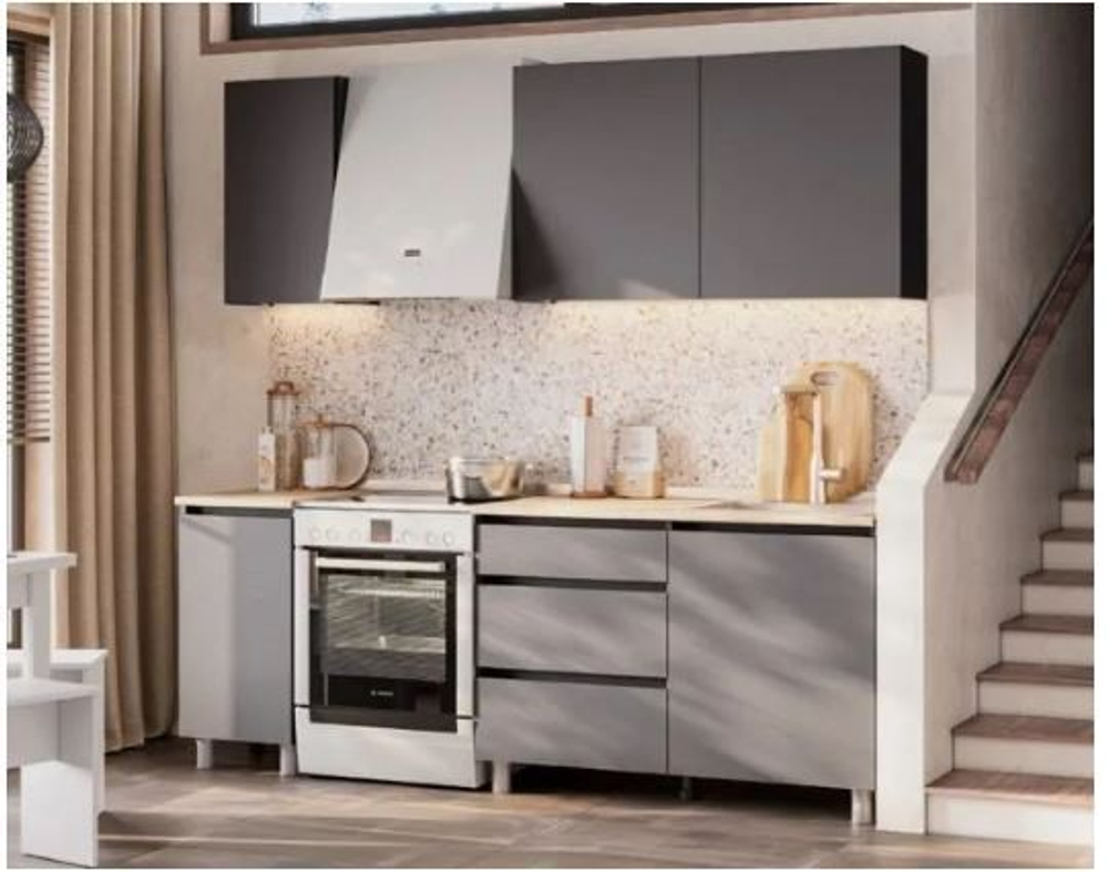 Кухонный гарнитур Den 1,6м Графит серый/Дуб Сонома