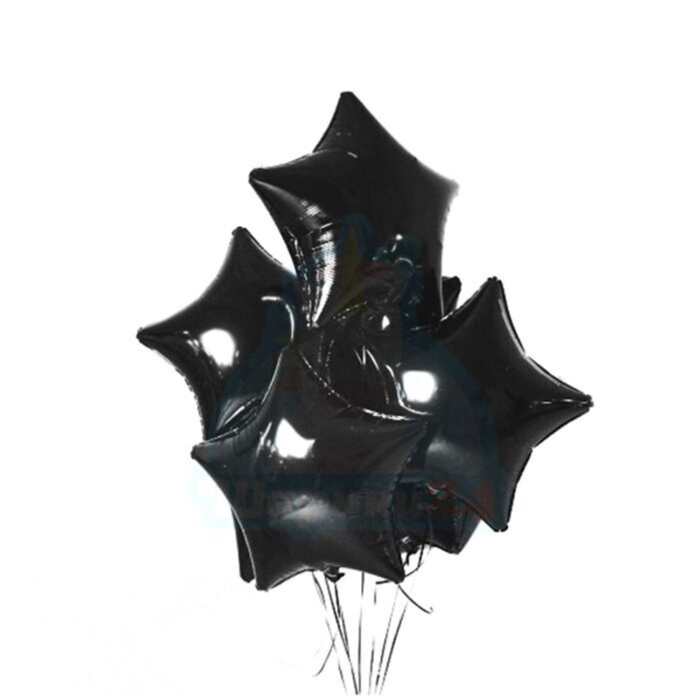 Фонтан из воздушных шаров "Черные звезды" - 9 звезд