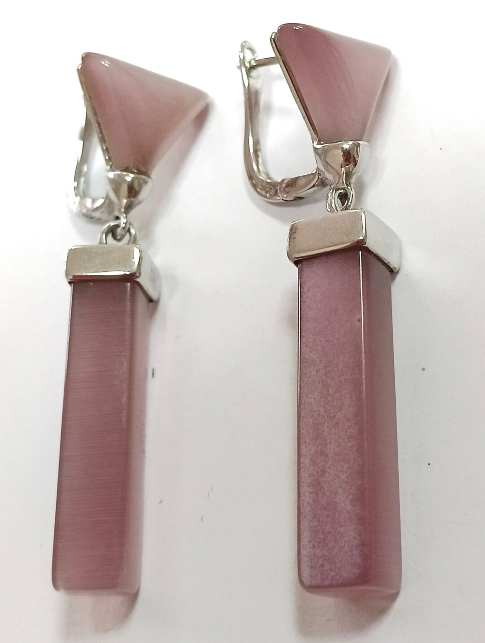 Ювелирные серьги"Эстерелла" из серебра,вставка синтетический кварц