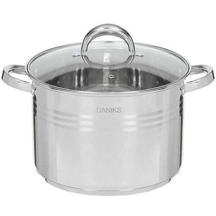Кастрюля нерж, 9 л, с крыш, Daniks, Общепит, SD-6BP-9, индукц