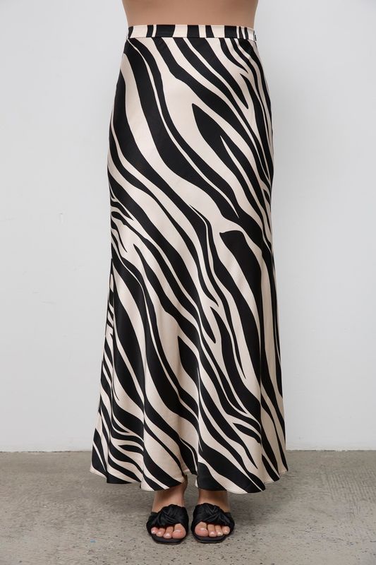 Юбка макси из вискозы, принт зебра