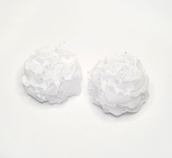 Бант для волос на резинке, с блёстками и бусинками школьный, 2 шт.