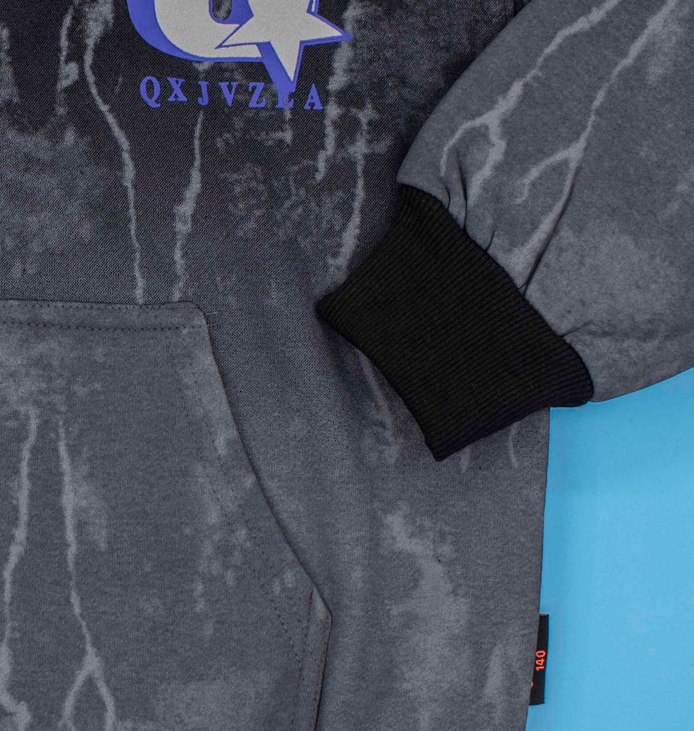 толстовка худи Q звезда теплая флок 4788