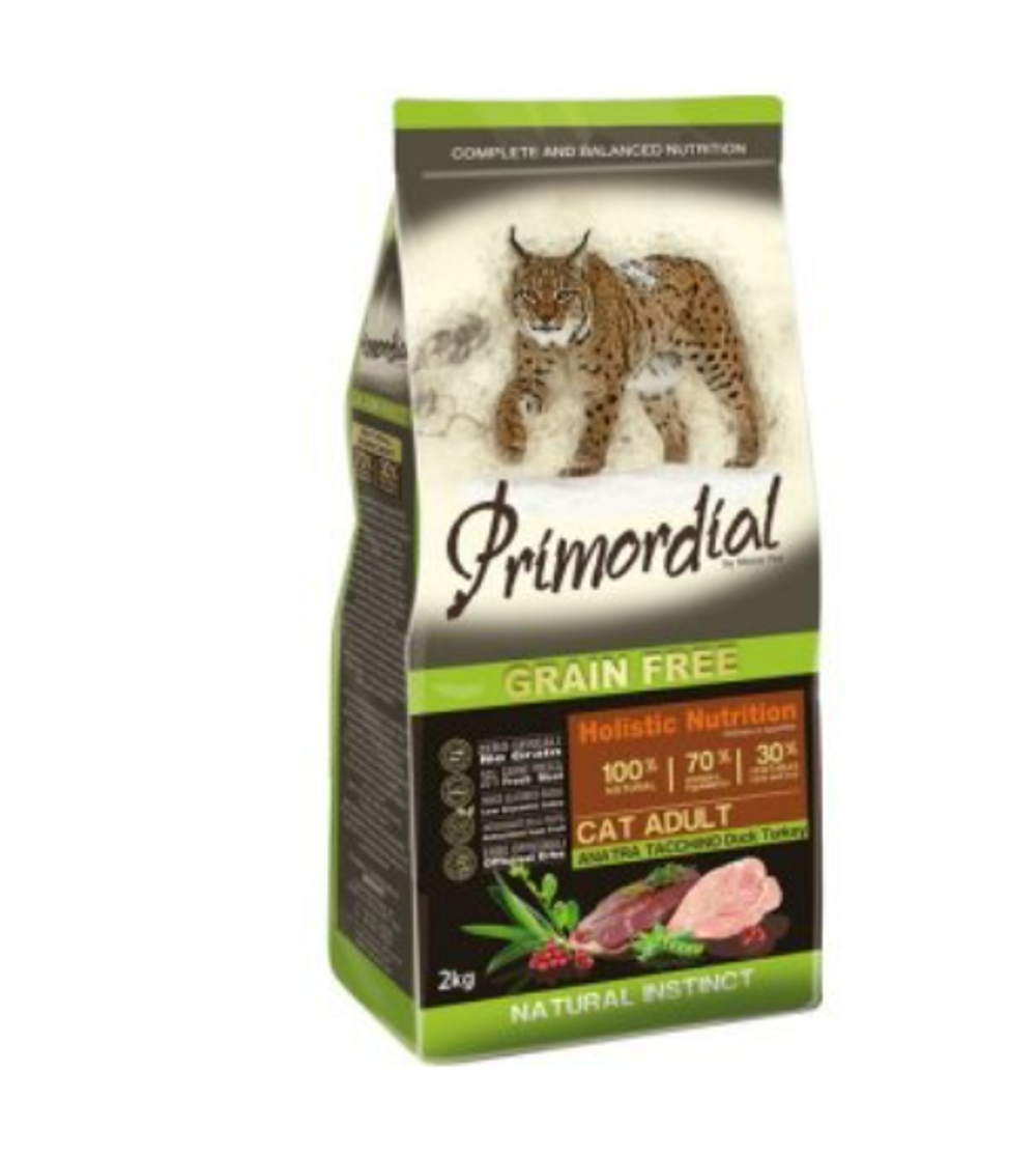 Primordial Grain Free Cat Adult (Примордиал) сухой корм для кошек с уткой и индейкой 2кг.