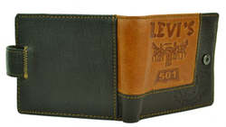 Кошелёк-портмоне коричневый кожаный мужской молодёжный Levis-1849