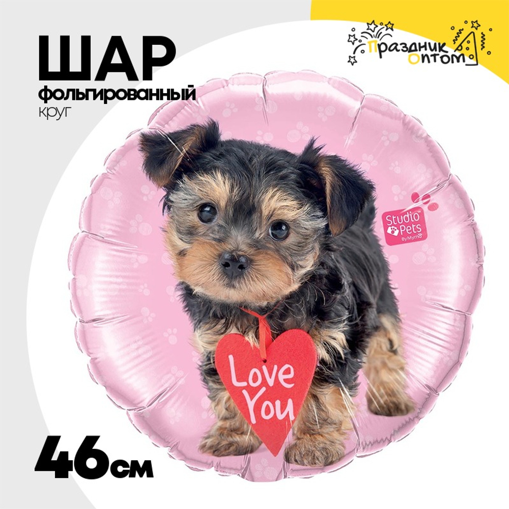 Шар Фольгированный Щенок Терьер (Розовый)