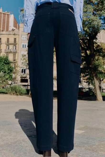 ZARA БРЮКИ КАРГО С ПОЯСОМ, МОРСКОЙ СИНИЙ