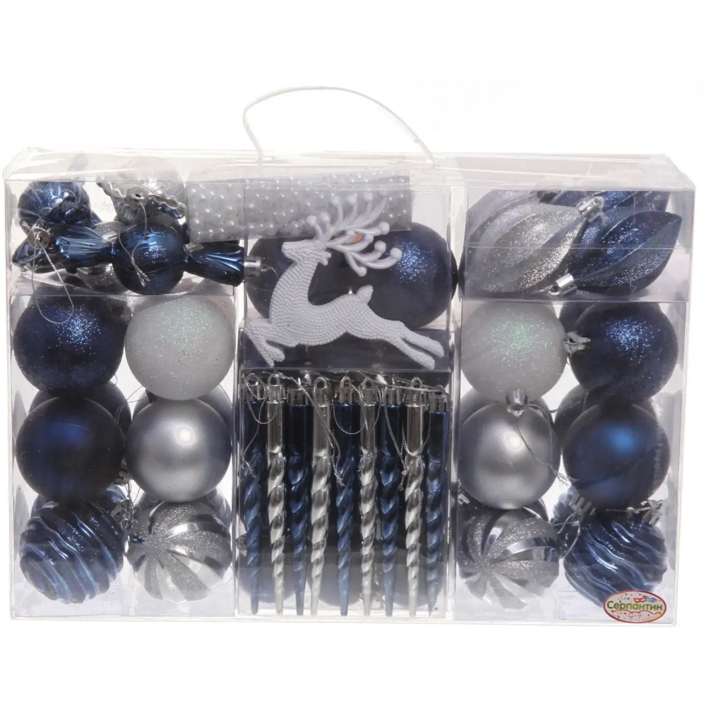 Набор украшений «Волшебный вальс» 6 см (83 предмета), серебро/сапфир/белый