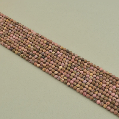 Нитка Родонит 39 см. 4 мм. (Без замка) - Розовая