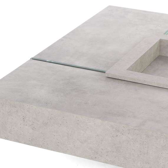 Журнальный стол Beton 119х119 см, стекло закалённое, фибробетон