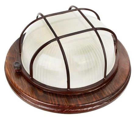 Светильник НБП 03-60-0022 УХЛ4 "Решетка" 230В 60Вт 1301D круг орех Camelion 14089