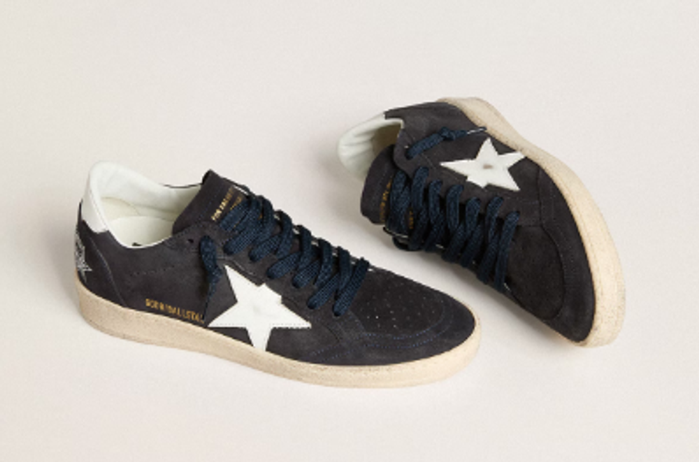 Мужские кеды Ball Star in dark blue suede with leather star and heel tab