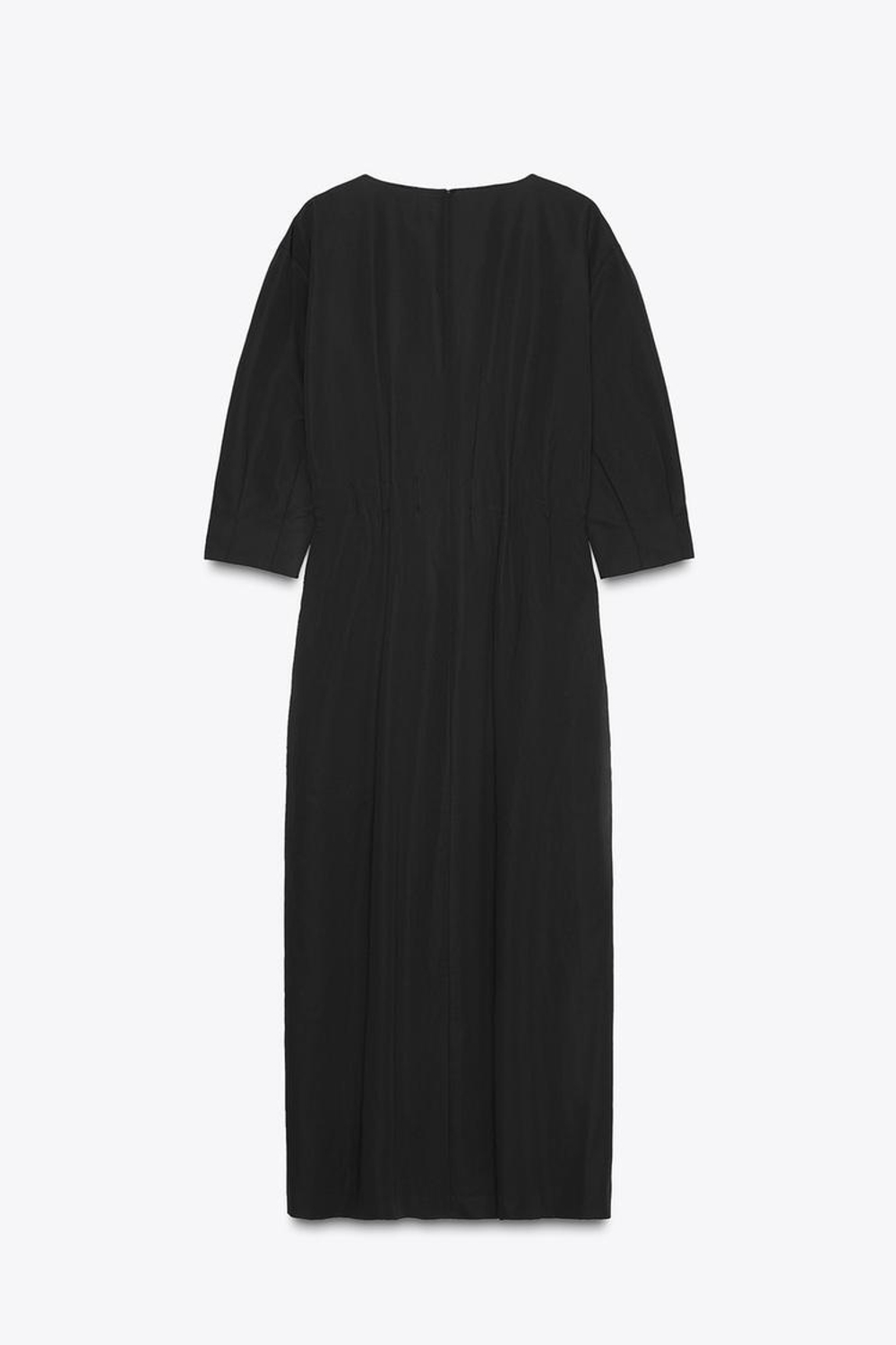 ZARA ПЛАТЬЕ МИДИ СО СКЛАДКАМИ — ZW COLLECTION, ЧЕРНЫЙ