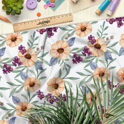 Ткань барби мягкие цветы на белом фоне