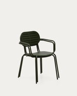 Стул для улицы Brai с подлокотниками из оцинкованной стали зелёного цвета