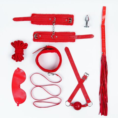 Набор БДСМ Оки-Чпоки в красном цвете из 8 предметов (Цвет: красный)
