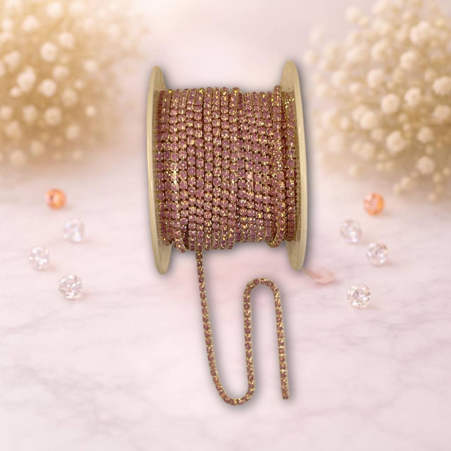 стразовая цепочка ,2мм ,цвет лиловый (1метр)