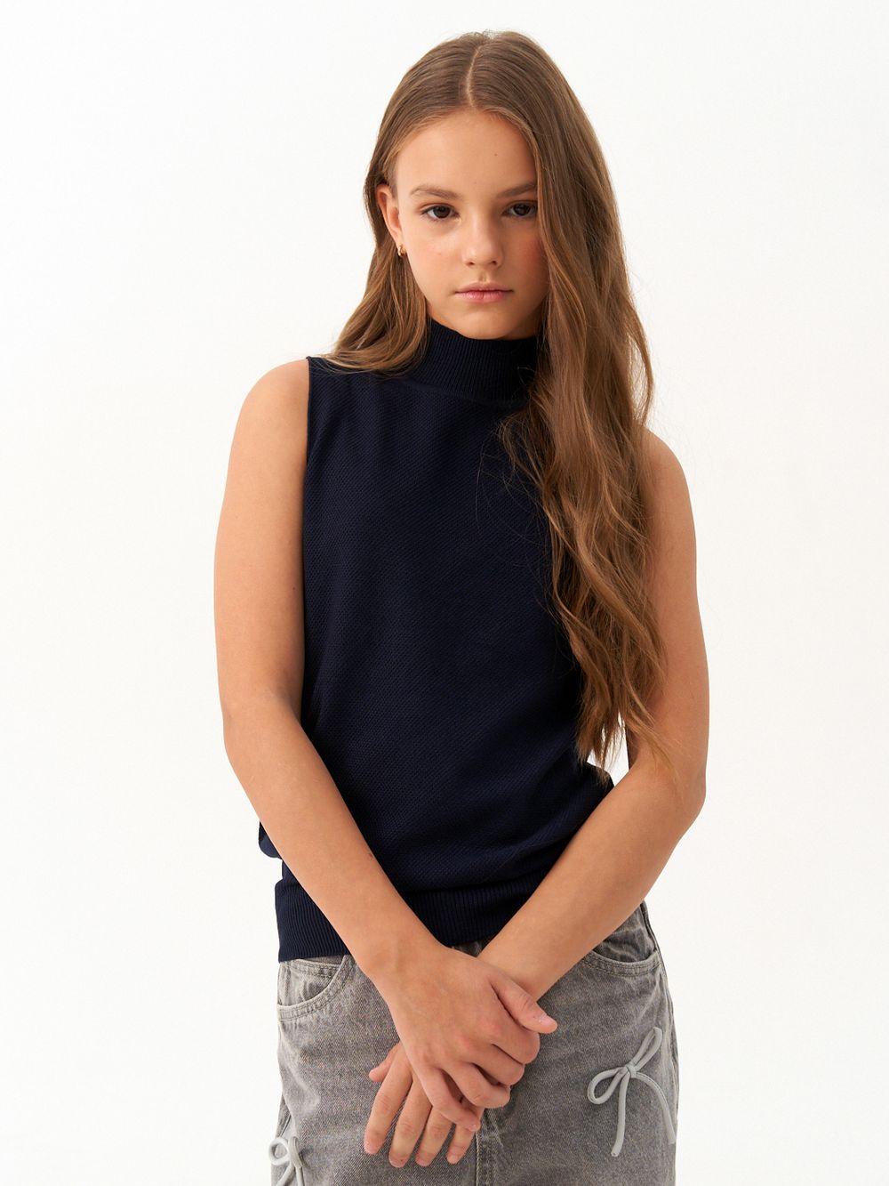 Джемпер топ с горлом 1208 синий