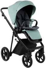 Детская коляска Roan Sol Vintage Leather 2.0 3 в 1 с автокреслом Pituso Baesa Pro Black,Beige Canopy SL/13/L Misti Mint/Grey/руч. Серый