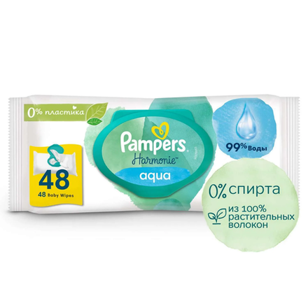 Влажные салфетки Pampers Aqua антибактериальные 48 шт