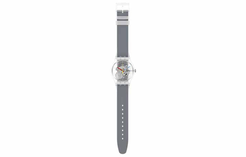 SWATCH Quartz Movement Unisex Watch 41mm Skeleton Dial Plastic Watch Case Silicone Strap