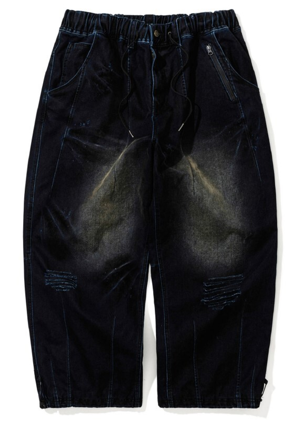 Штаны BSRabbit DSXBS SUPER WIDE PINTUCK WAX REAL DENIM PANTS WORN MIDNIGHT DENIM