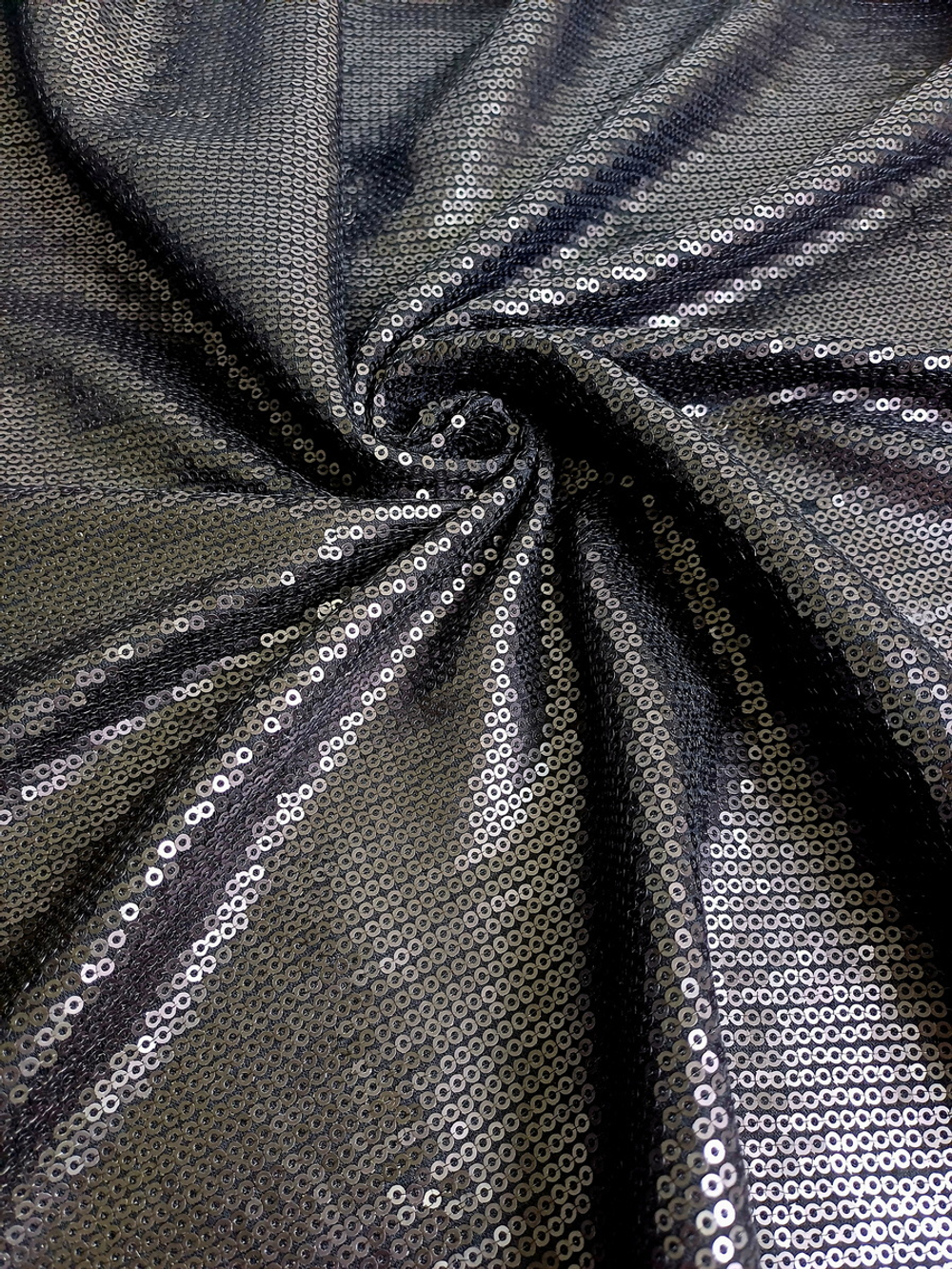 Трикотаж вискоза, черный, пайетки